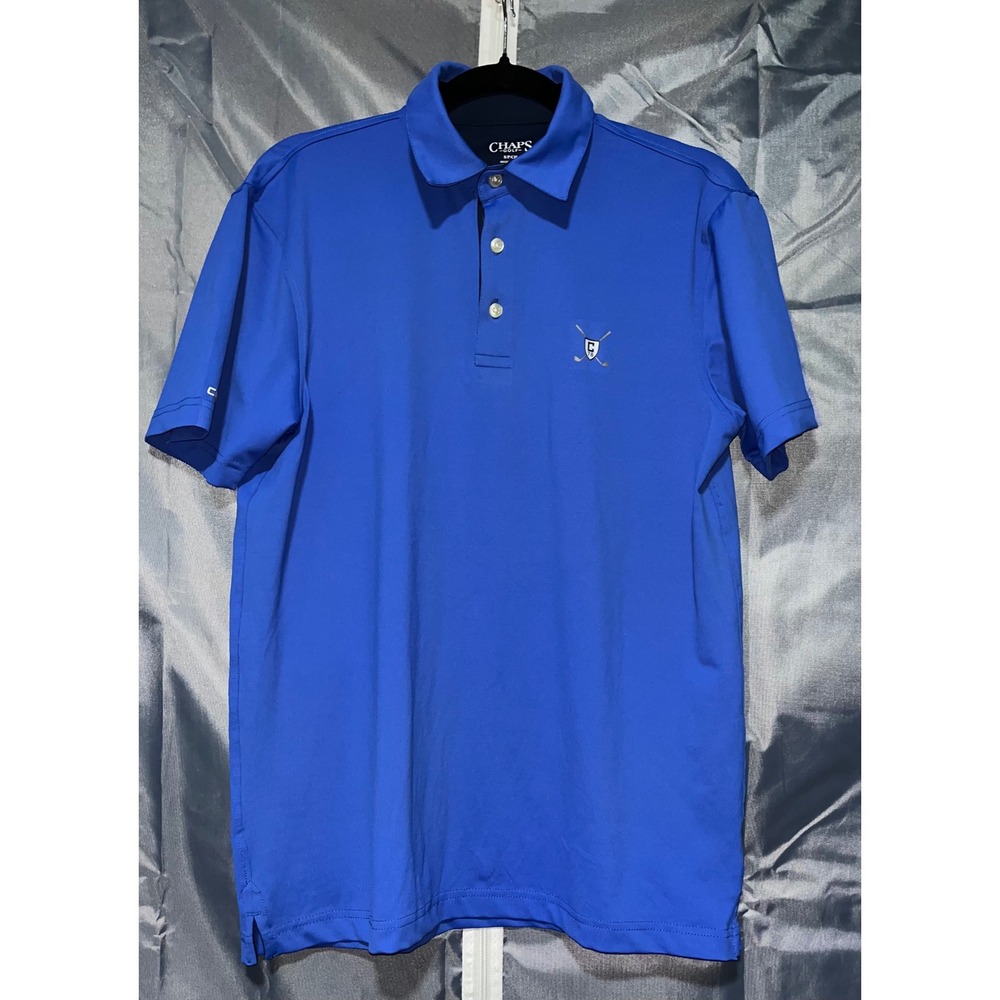Men's Chaps Golf Performance Polo Shirt Royal Blue Moisture Wicking Size Small